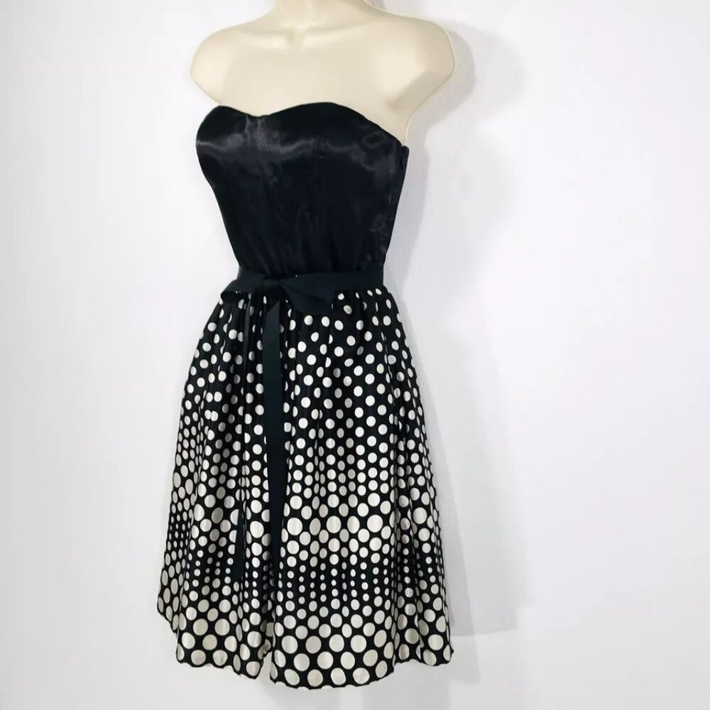 Aidan Mattox Women’s Black Satin Strapless Cocktail Dress Sz 4 Light Corset